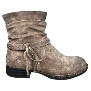 Born Women’s Ouvea Brown Suede Distressed Ankle Boot Size US 8.5